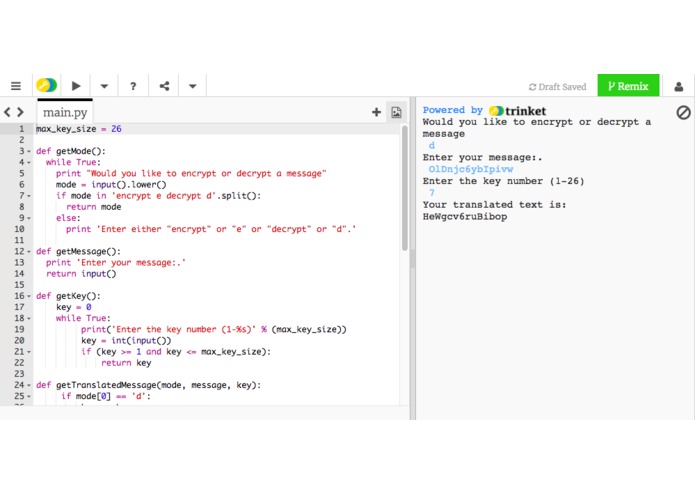 Caesar Shift Program – screenshot 2