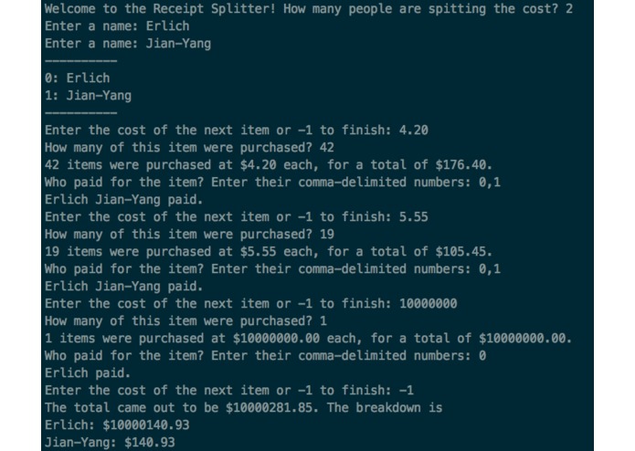Receipt Splitter – screenshot 1