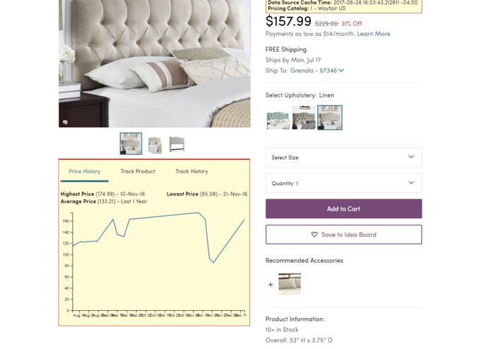 Wayfair Price History Tracker – screenshot 1