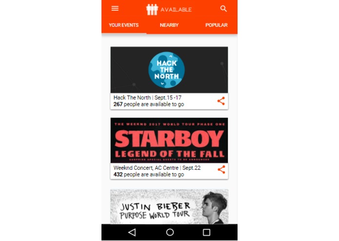 "Available" (Android app) – screenshot 2