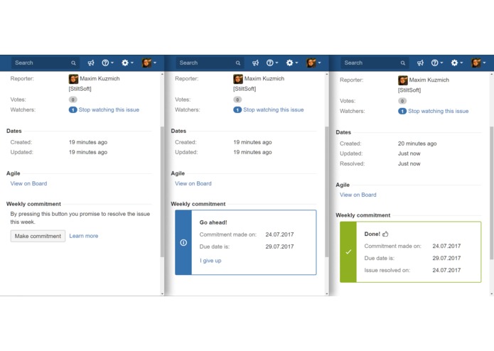 Weekly Commitment for JIRA Cloud – screenshot 1