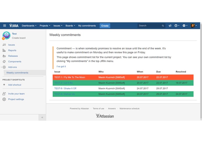 Weekly Commitment for JIRA Cloud – screenshot 3