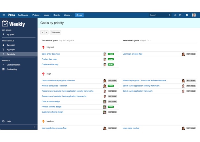 Weekly Goals for JIRA – screenshot 2