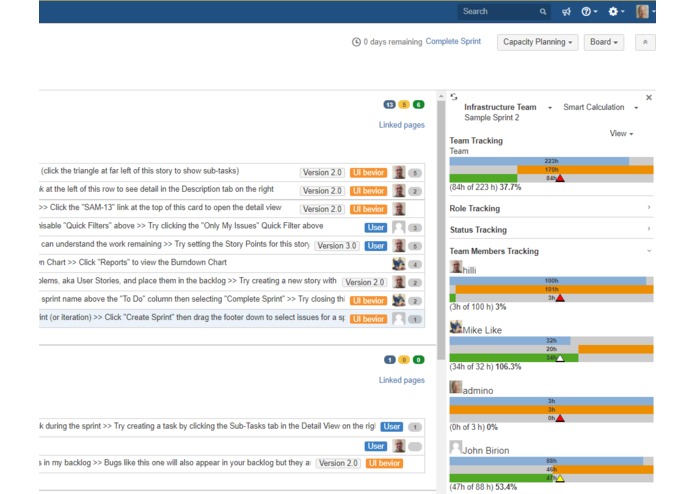 Sprint Capacity Planning & Tracking – screenshot 2