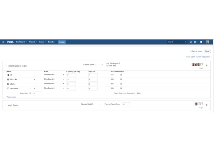 Sprint Capacity Planning & Tracking – screenshot 3