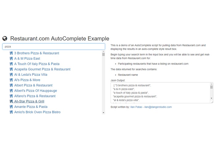 Restaurant.com-AutoComplete-JS – screenshot 1