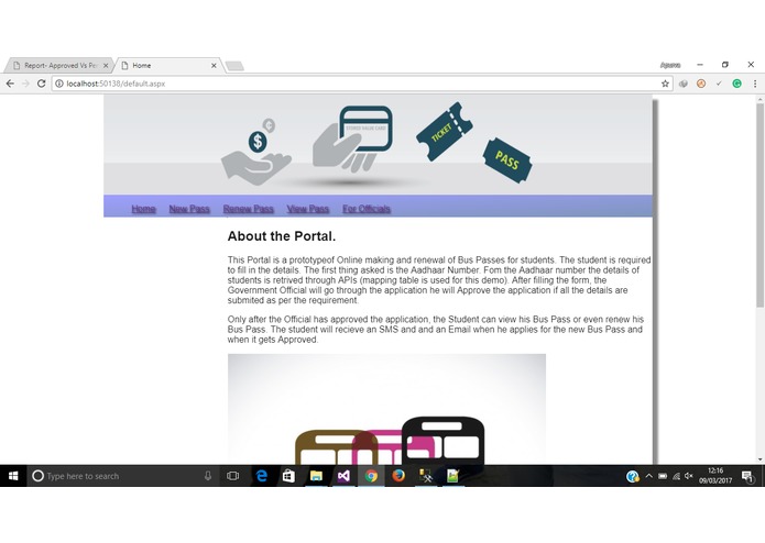 Online Portal for Registration of Bus Passes – screenshot 1