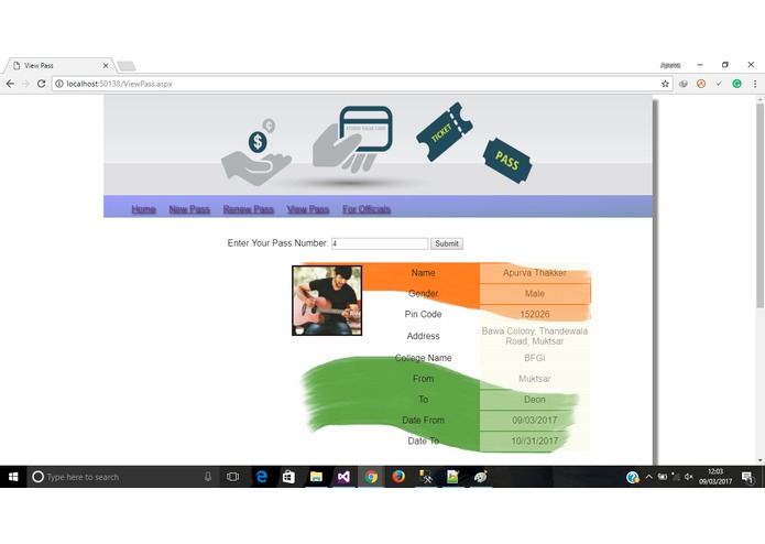 Online Portal for Registration of Bus Passes – screenshot 4