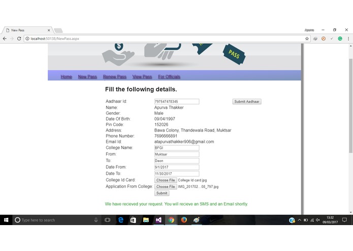 Online Portal for Registration of Bus Passes – screenshot 2