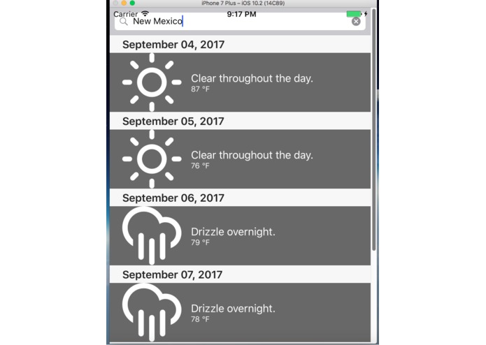 SwiftyWeather – screenshot 2