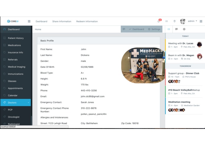 Patient Information Management Portal (PIMP) – screenshot 1