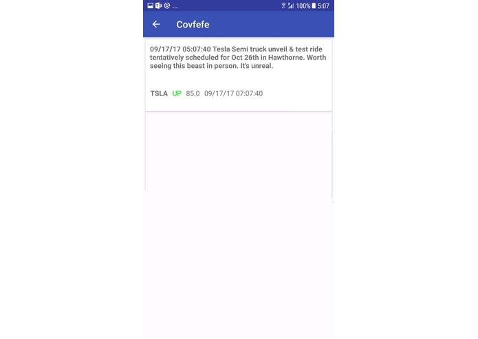 Covfefe - predictive trading advisor – screenshot 2
