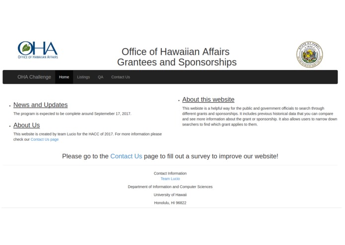 Office of Hawaii Affairs Grants & Scholarships Website – screenshot 1