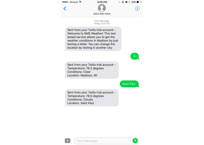 SMSWeather – screenshot 1