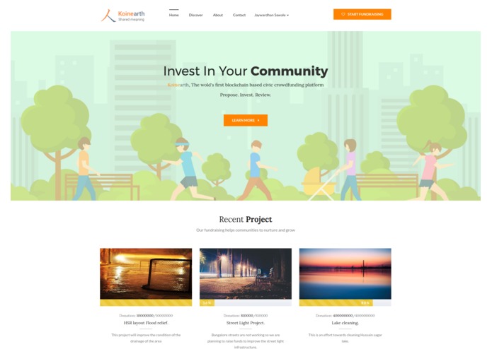 koinearth civic crowdfunding – screenshot 1