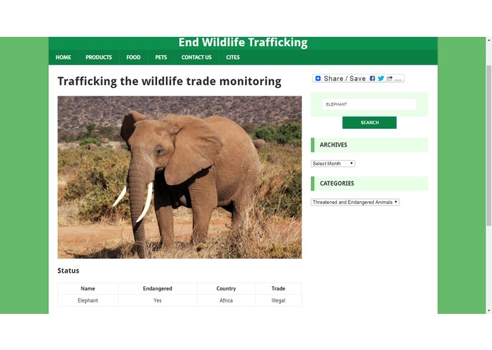 End Wildlife Trafficking website – screenshot 3