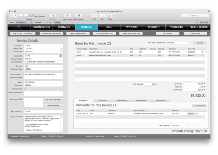 fmAccounting Link (Xero Edition) for FileMaker Cloud – screenshot 2