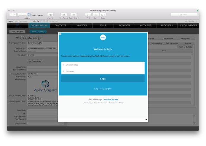 fmAccounting Link (Xero Edition) for FileMaker Cloud – screenshot 4