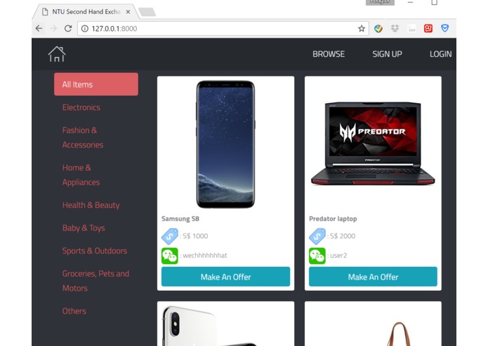 team404: Website for exchanging used second-hand goods – screenshot 1