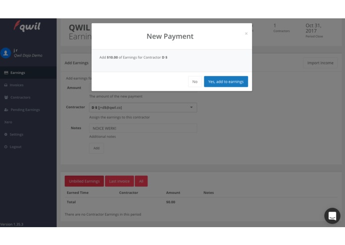 Qwil + Xero: Global freelancer payments and liquidity – screenshot 5