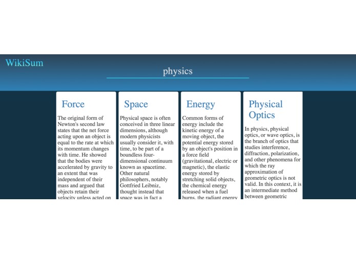 WikiSum – screenshot 2