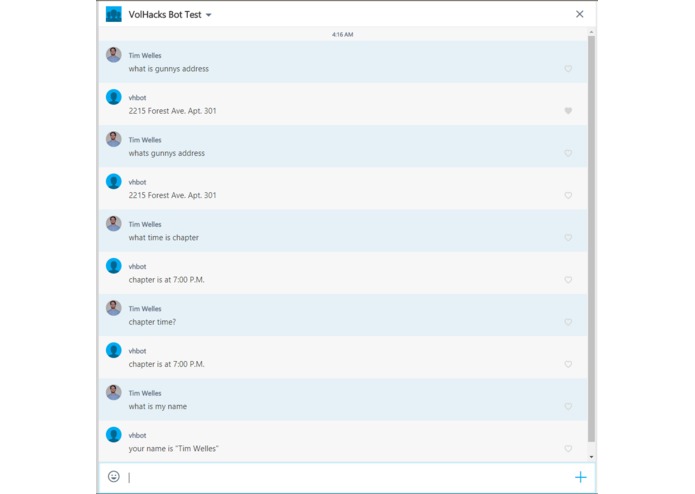 VolHacks GroupMe Bot – screenshot 1