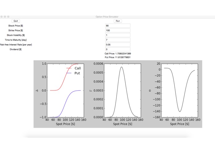Option Price and Greek Letters – screenshot 1