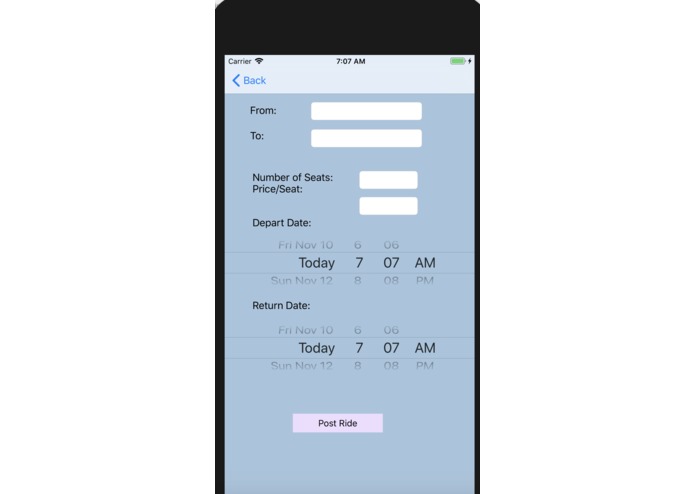 5C Ride Share App – screenshot 2