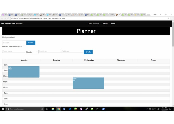 (Table 28) The Better Class Planner – screenshot 1