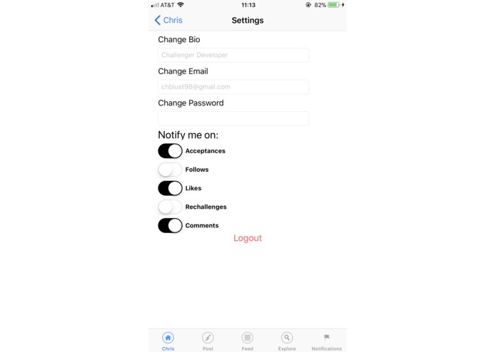 Challenger iOS/Android Social Media Application – screenshot 6