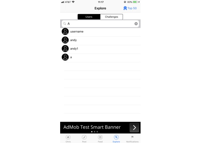 Challenger iOS/Android Social Media Application – screenshot 8