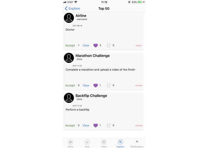 Challenger iOS/Android Social Media Application – screenshot 12