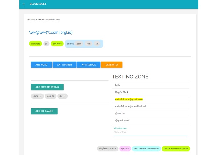 RegEx Blocks – screenshot 2