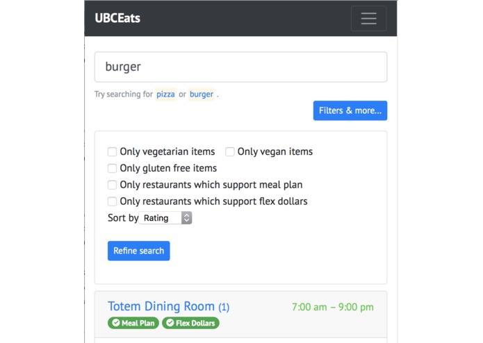 UBCEats – screenshot 2