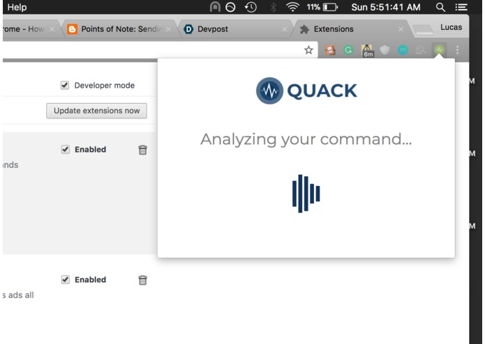 Quack - Voice Controlled Action Automation for Chrome – screenshot 1