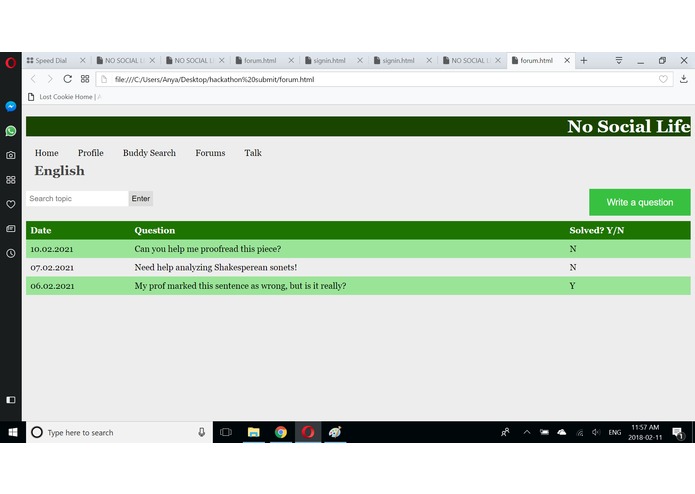 "No Social Life" Web-page – screenshot 2