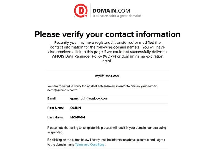 Domain Name Submission - Quinn McHugh – screenshot 1