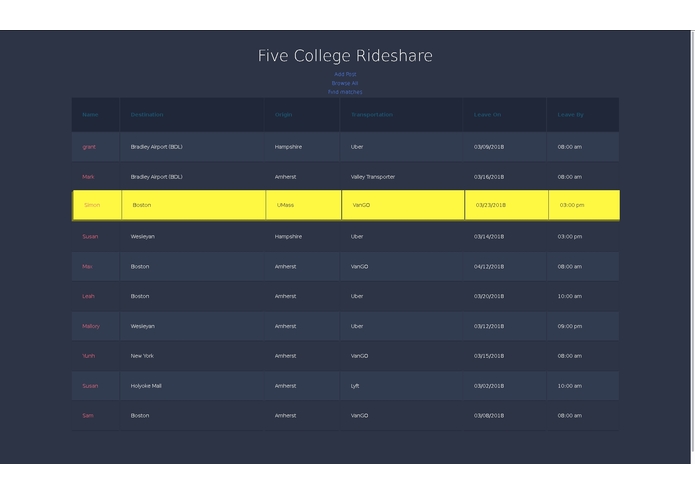 Five College Rideshare – screenshot 3