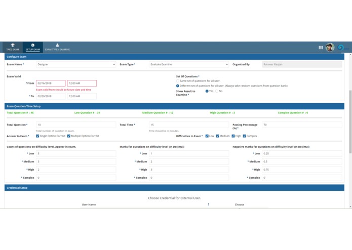 Examination System – screenshot 2