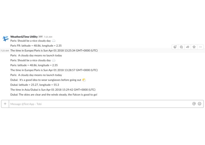 Slack Weather and Time Utility  – screenshot 1