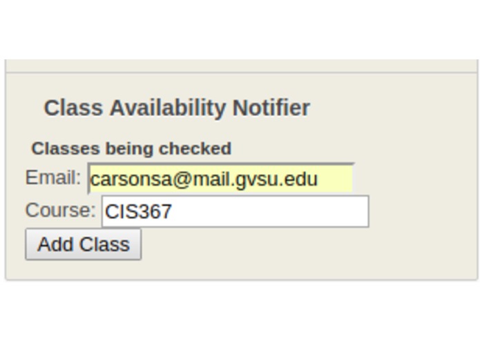 Course Availability Notifier – screenshot 1