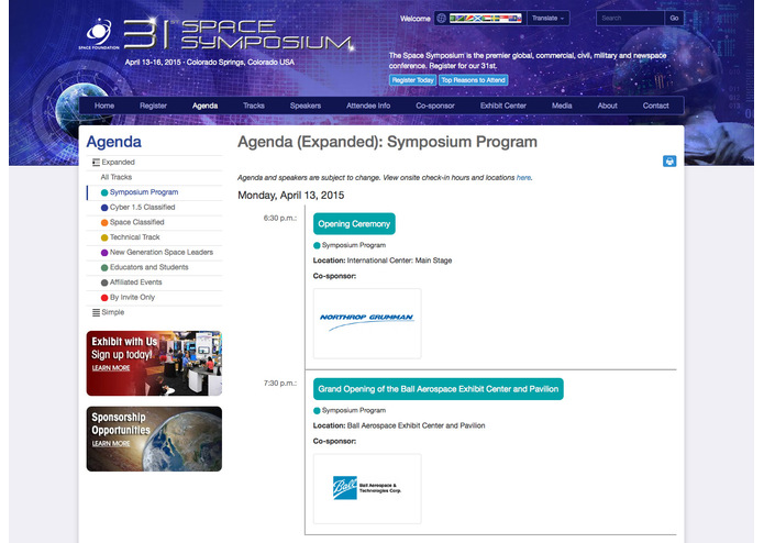31st Space Symposium Website – screenshot 4