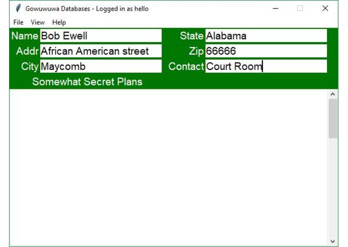 Gowuwuwa Databases – screenshot 2