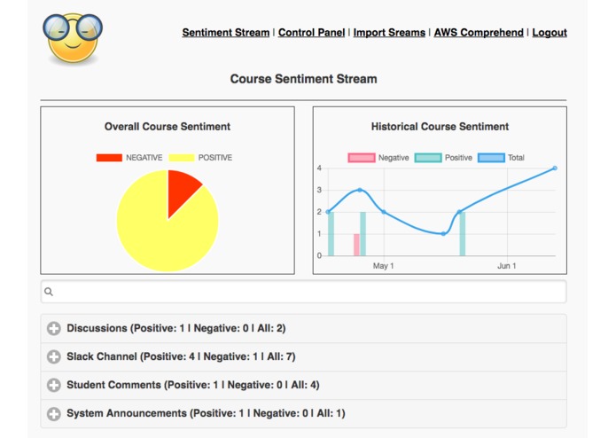 Course Sentiment Stream – screenshot 1