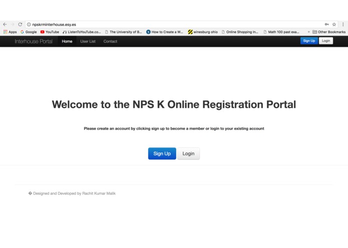 Interhouse event web registration system  – screenshot 3