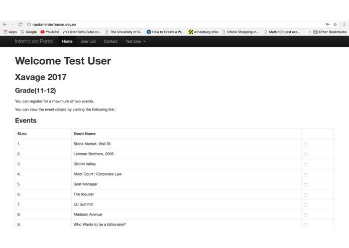 Interhouse event web registration system  – screenshot 6