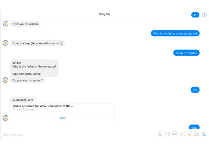 Baby ma (Messenger Bot) – screenshot 1