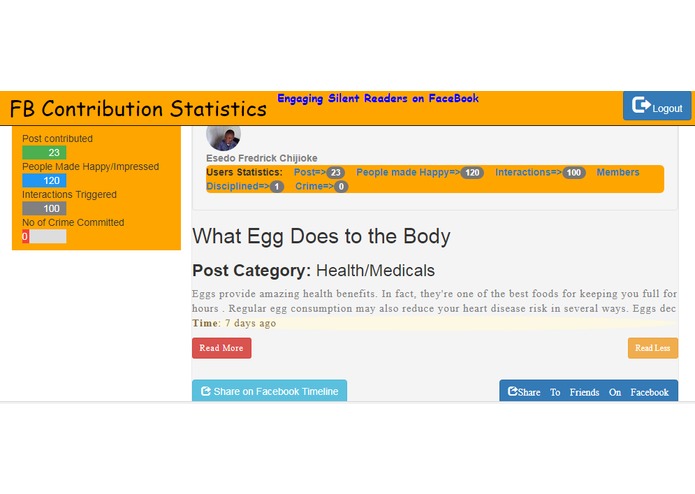  FB Contribution Statistics and Performance Badges – screenshot 2
