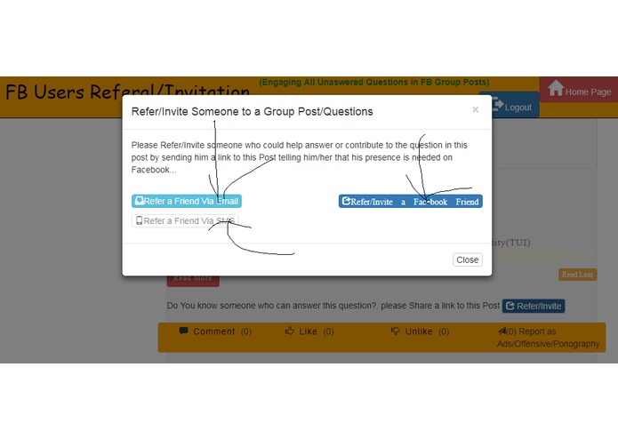 FB Group Post Users Referals/Invitation Button – screenshot 2