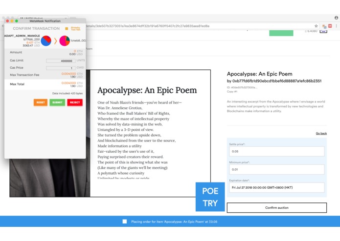 Blockchain Poetry Auction – screenshot 1